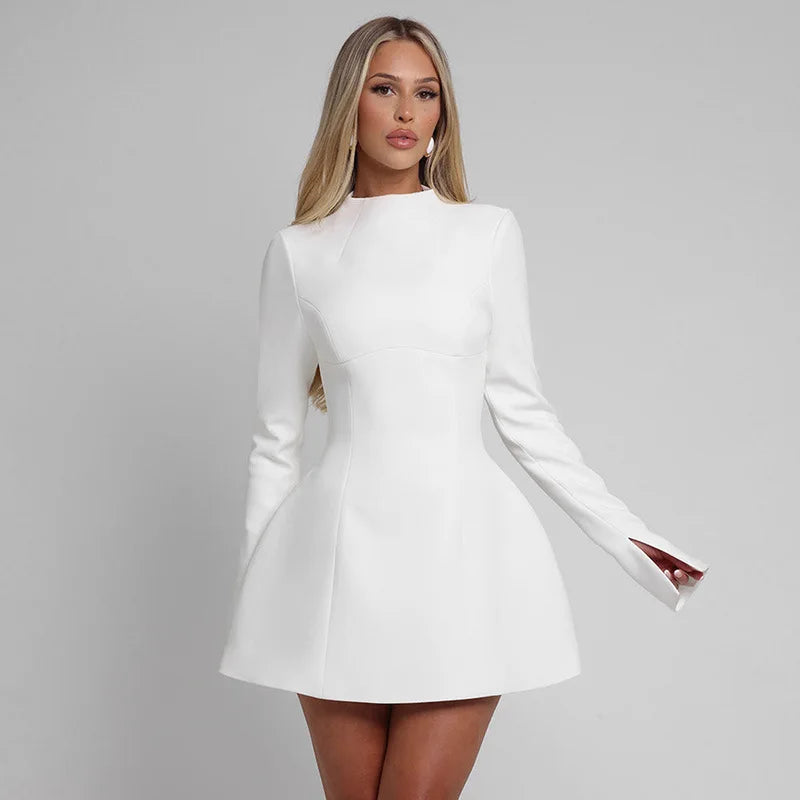 Avrilyaan Button Backless Bodycon Short Sexy A-line Dress Women Nightclub Party Dress Long Sleeve Mini Autumn Dress Vestidos