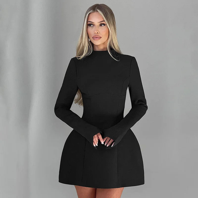 Avrilyaan Button Backless Bodycon Short Sexy A-line Dress Women Nightclub Party Dress Long Sleeve Mini Autumn Dress Vestidos