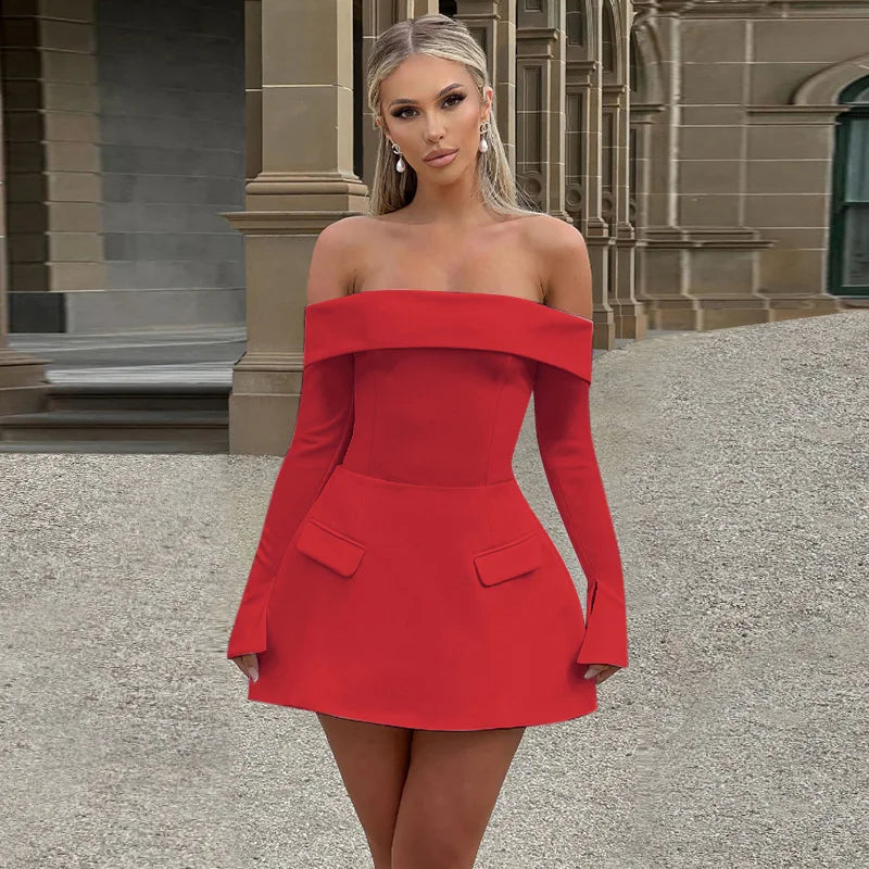 Avrilyaan Button Backless Bodycon Short Sexy A-line Dress Women Nightclub Party Dress Long Sleeve Mini Autumn Dress Vestidos