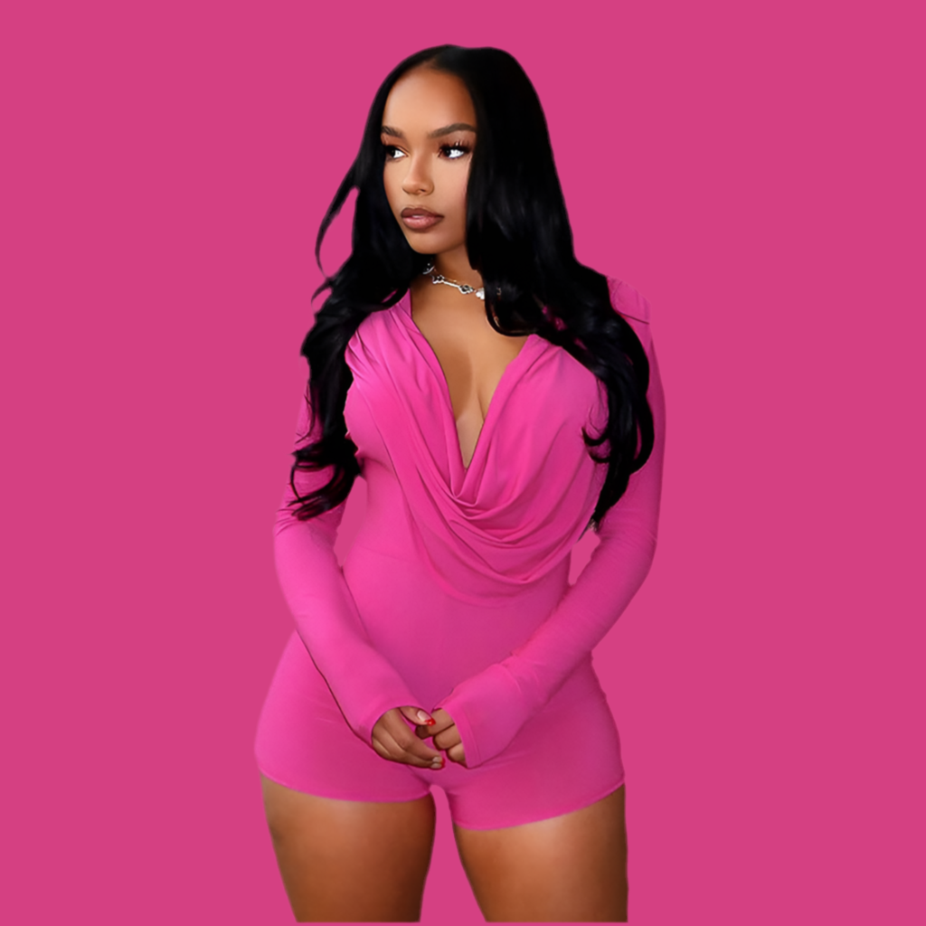 Women's Swing Collar Tight Long-sleeved One-piece Shorts
