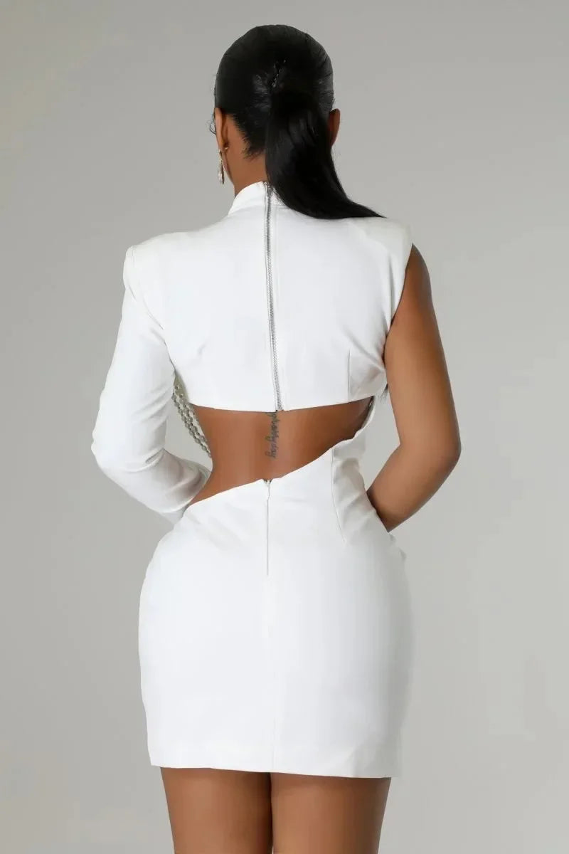 Class Simple Hot Women Fashion Full Sleeve Elegant O-neck Mini Dress Summer Pearl String Class Chic Chec choc Party & Night Club Party Vestidos Dresses