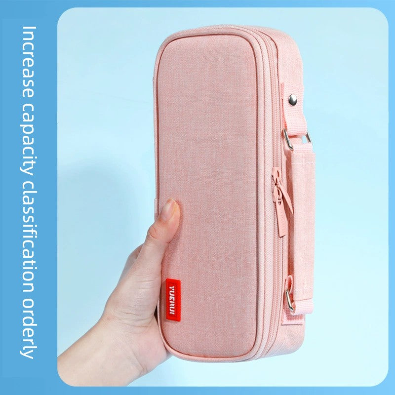 Creative Large Capacity Stationery Bag Portable Exam Stationery Box Primary School Students Multifunctional Pencil Case/New Arrival Pencil Bag Girls Handheld Double Deck Can Be Stored Waterproof Learning like Layering
