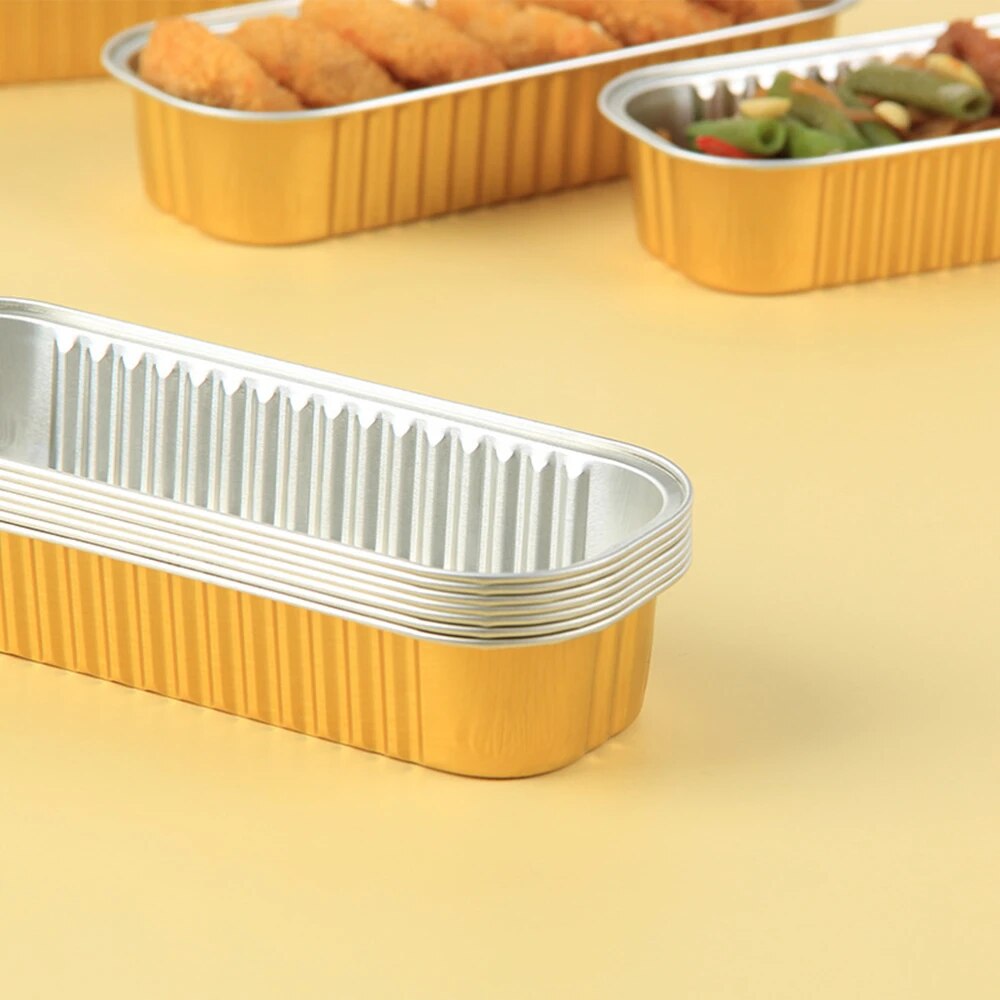 Air Fryer 5/10Pcs Aluminum Foil Baking Tray Disposable BBQ Pans Non-Stick Mini Rectangular Tin Foil Cake Pan Kitchen Accessories