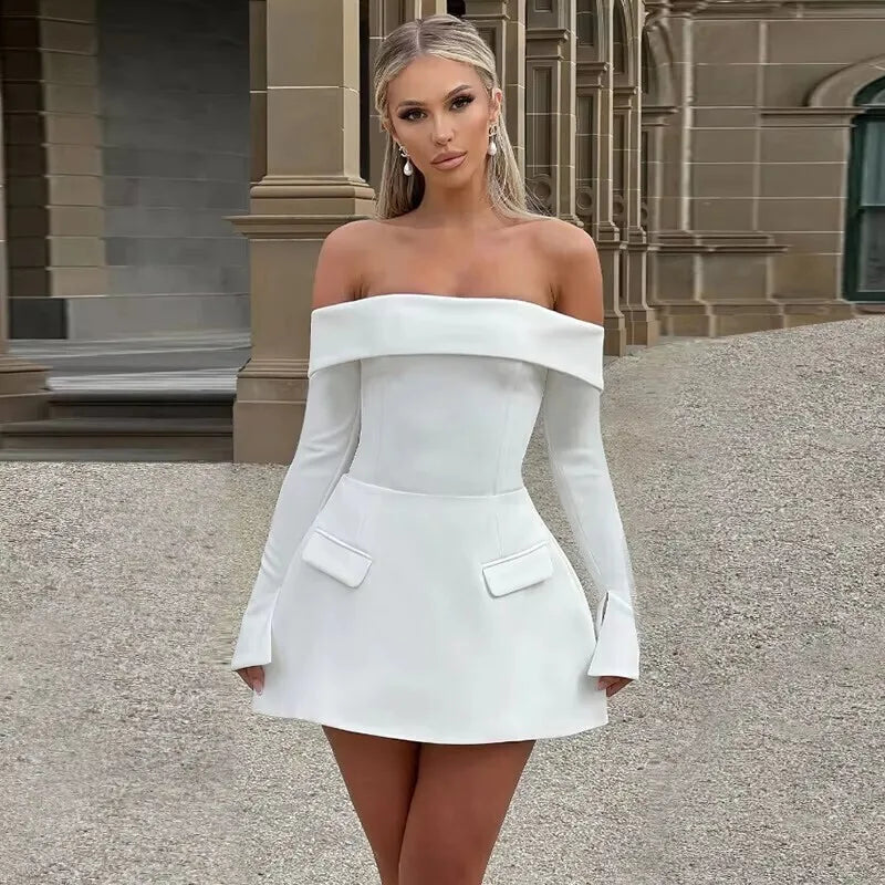 Avrilyaan Button Backless Bodycon Short Sexy A-line Dress Women Nightclub Party Dress Long Sleeve Mini Autumn Dress Vestidos