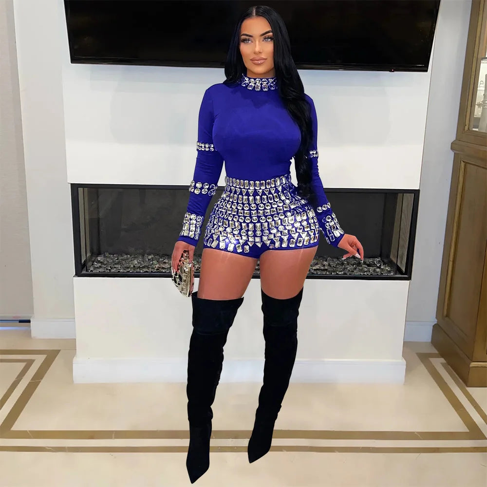Rhinestone Romper Jumpsuit - Elegant & Stylish